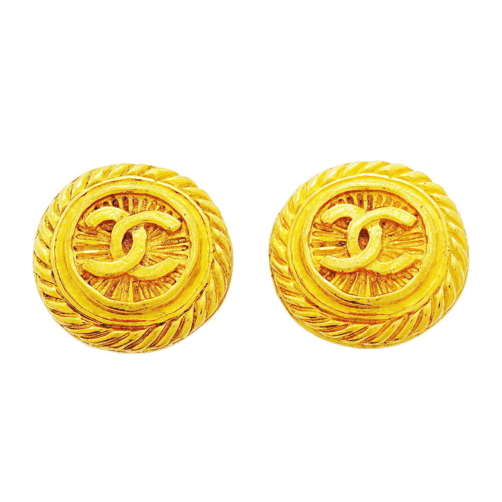 CHANEL Gold Logo Earrings